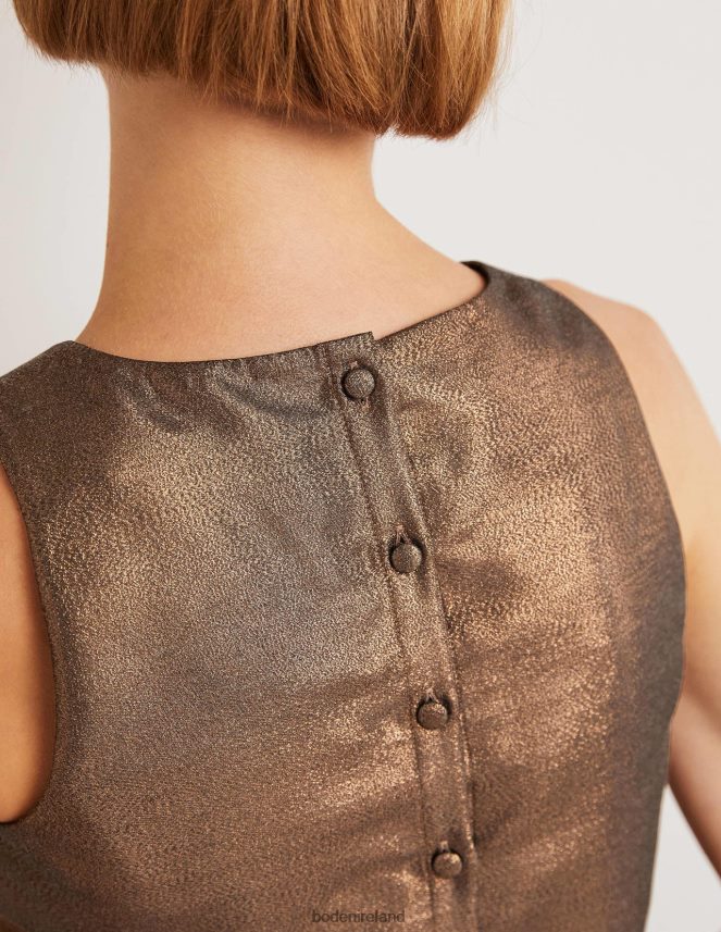 Bronze Lurex Clothing Scarlett Cropped Top Boden Women L466L62012