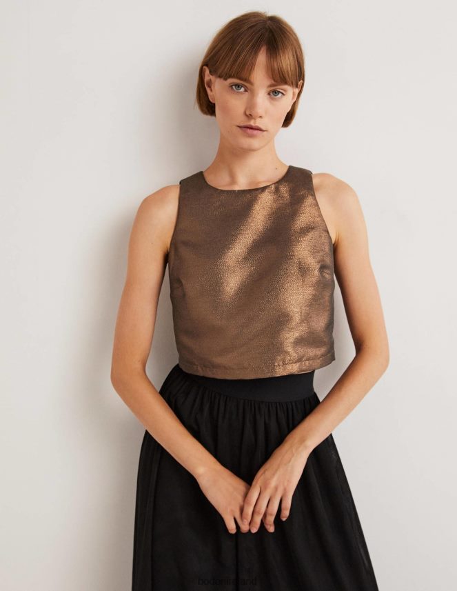 Bronze Lurex Clothing Scarlett Cropped Top Boden Women L466L62012