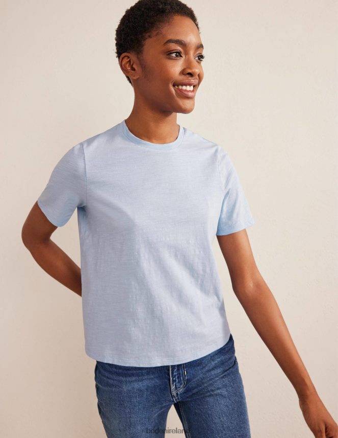 Chambray Blue Clothing Cotton Crew Neck T-Shirt Boden Women L466L62047