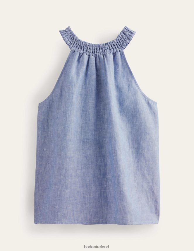 Chambray Clothing Linen Smocked Halter Top Boden Women L466L6183