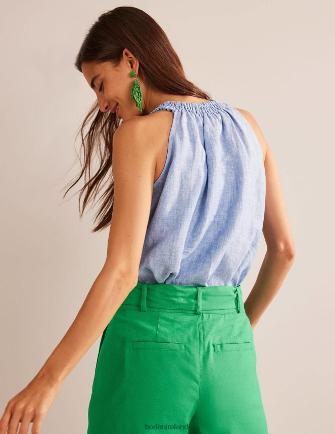 Chambray Clothing Linen Smocked Halter Top Boden Women L466L6183