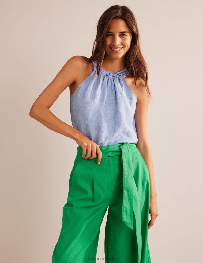 Chambray Clothing Linen Smocked Halter Top Boden Women L466L6183