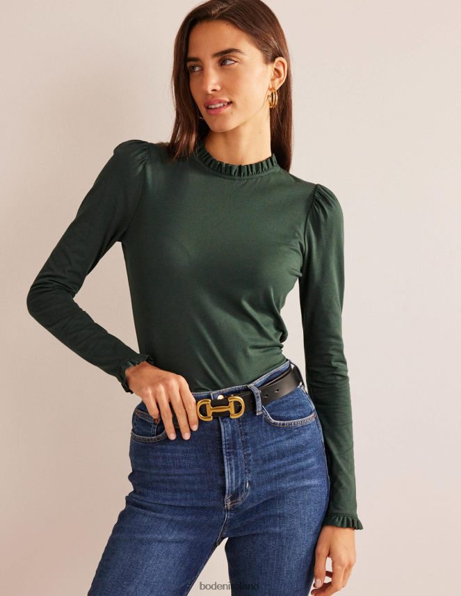 Chatsworth Green Clothing Supersoft Frill Detail Top Boden Women L466L6126