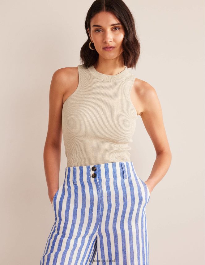 Chinchilla Melange Clothing Ribbed Racer Vest Boden Women L466L61054