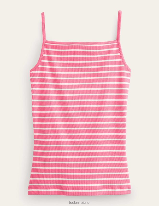 Coral Sunset/Ivory Clothing Square Neck Ribbed Tank Top Boden Women L466L61748