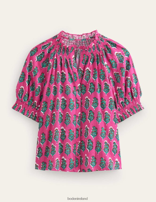 Festival Pink & Artisan Bloom Clothing Smocking Detail Pretty Top Boden Women L466L62193