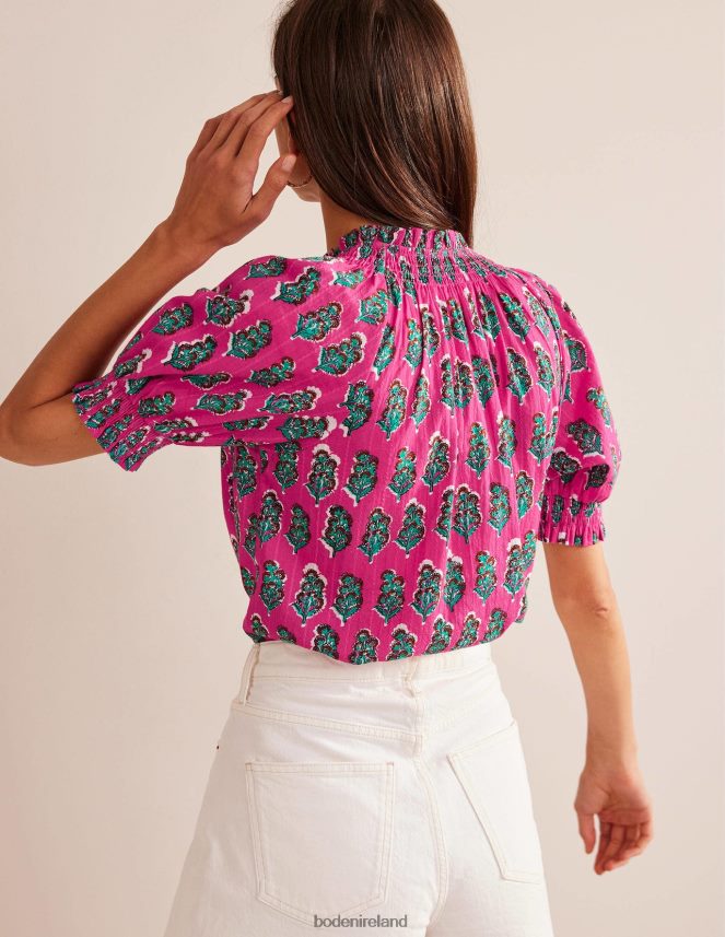 Festival Pink & Artisan Bloom Clothing Smocking Detail Pretty Top Boden Women L466L62193