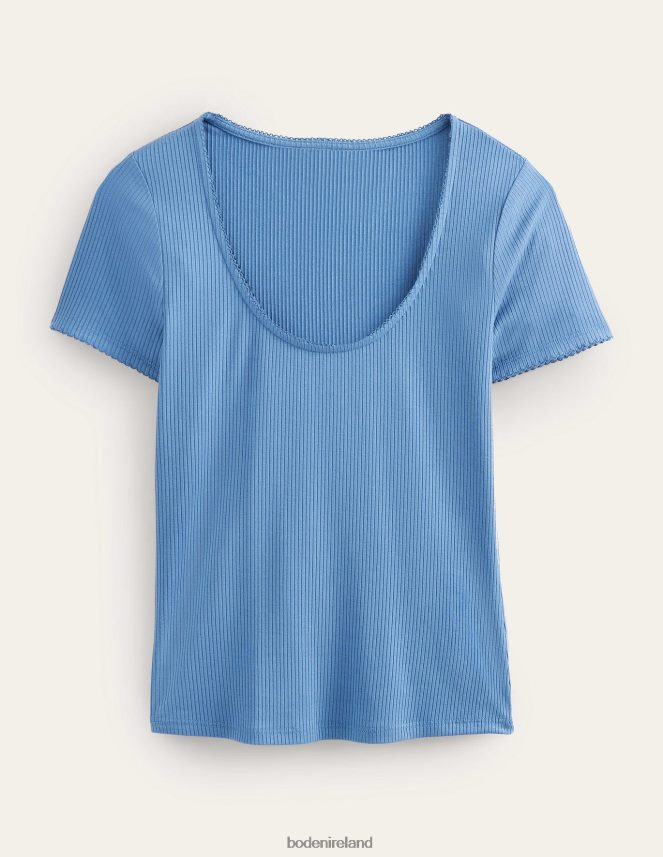 French Blue Clothing Scoop Neck Ribbed Top Boden Women L466L61763