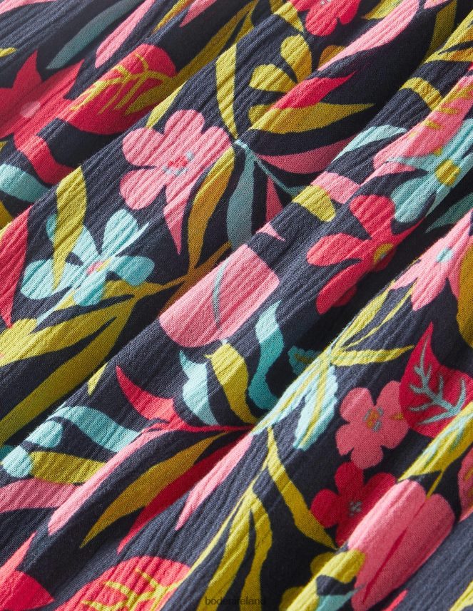 French Navy & Tropic Foliage Clothing Layla Printed Smocked Top Boden Women L466L61972