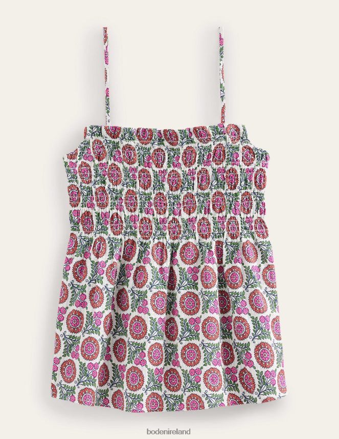 Gin Fizz & Sunflower Sprig Clothing Smocked Cami Top Boden Women L466L696