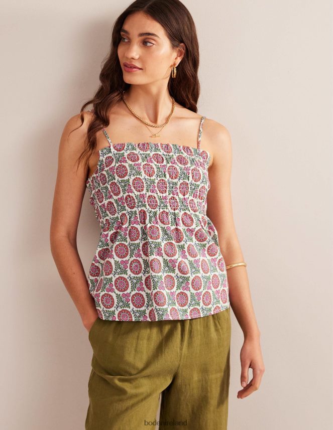 Gin Fizz & Sunflower Sprig Clothing Smocked Cami Top Boden Women L466L696