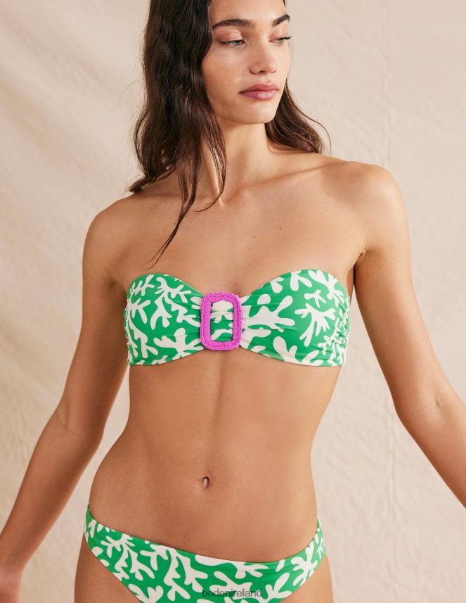 Green & Abstract Foliage Clothing Wrap Buckle Bandeau Top Boden Women L466L61630