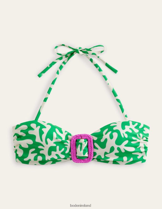 Green & Abstract Foliage Clothing Wrap Buckle Bandeau Top Boden Women L466L61630