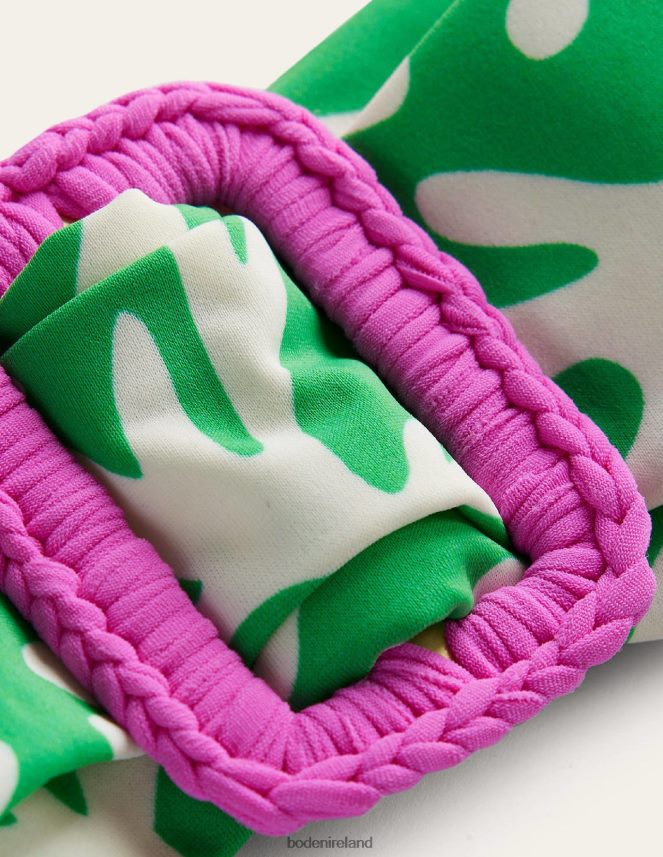 Green & Abstract Foliage Clothing Wrap Buckle Bandeau Top Boden Women L466L61630