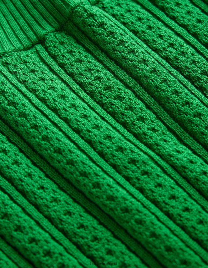 Green Bee Clothing Ribbed Pointelle High Neck Top Boden Women L466L61332