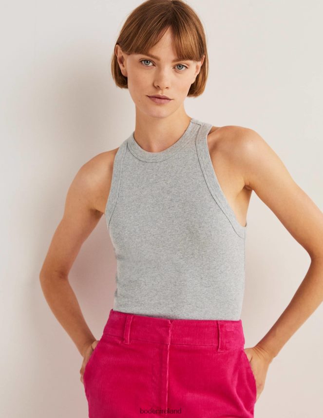 Grey Marl Clothing Cotton Ribbed Vest Boden Women L466L61792