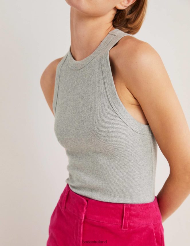 Grey Marl Clothing Cotton Ribbed Vest Boden Women L466L61792
