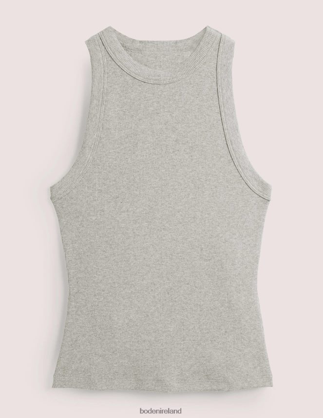 Grey Marl Clothing Cotton Ribbed Vest Boden Women L466L61792