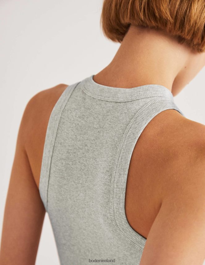 Grey Marl Clothing Cotton Ribbed Vest Boden Women L466L61792