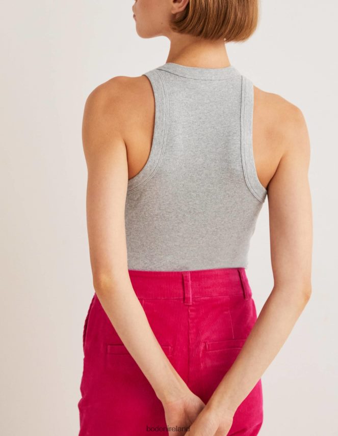 Grey Marl Clothing Cotton Ribbed Vest Boden Women L466L61792