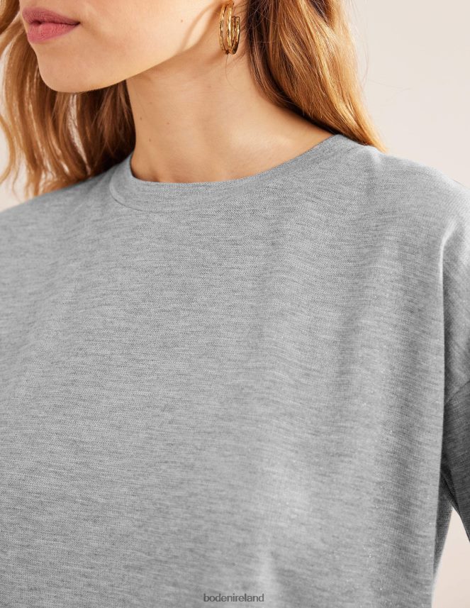Grey Marl/Gold Clothing Boxy Sparkle Top Boden Women L466L61495