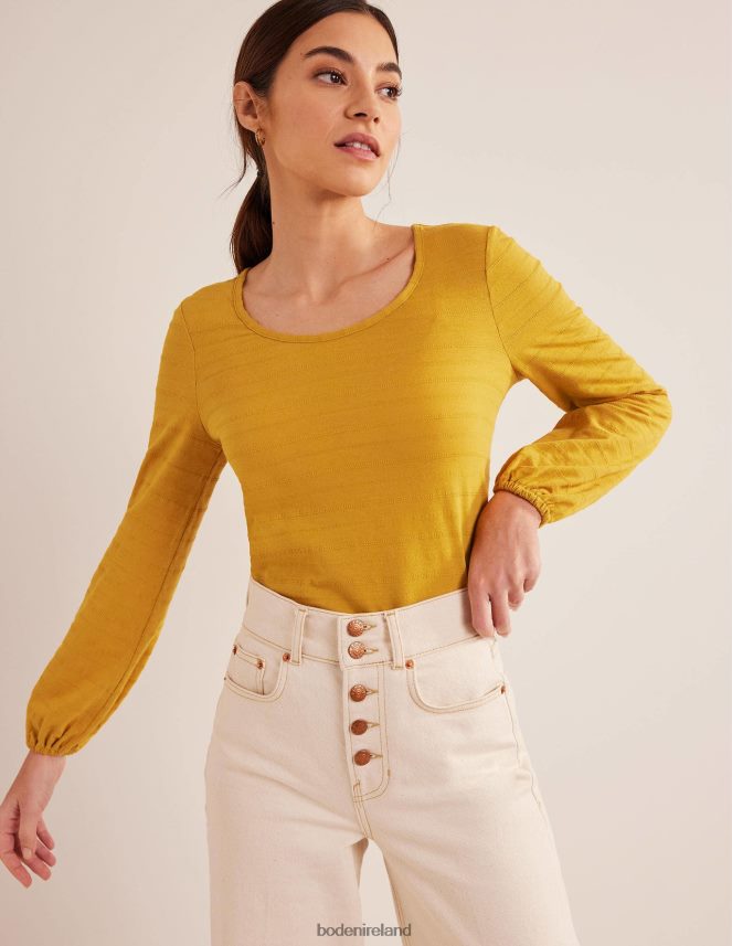 Harvest Gold Clothing Scoop Neck Textured Top Boden Women L466L61487