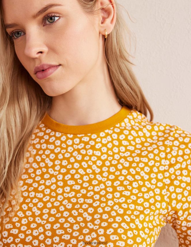 Harvest Gold & Peony Stamp Clothing Printed Crew Neck T-Shirt Boden Women L466L61964