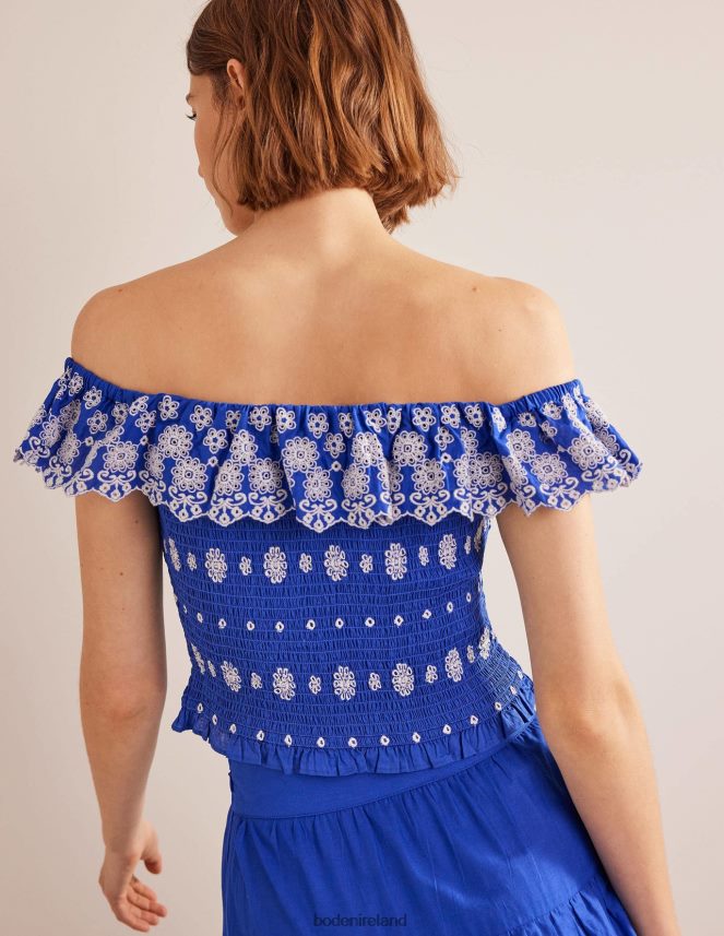 Island Sapphire Clothing Off Shoulder Broderie Top Boden Women L466L61099