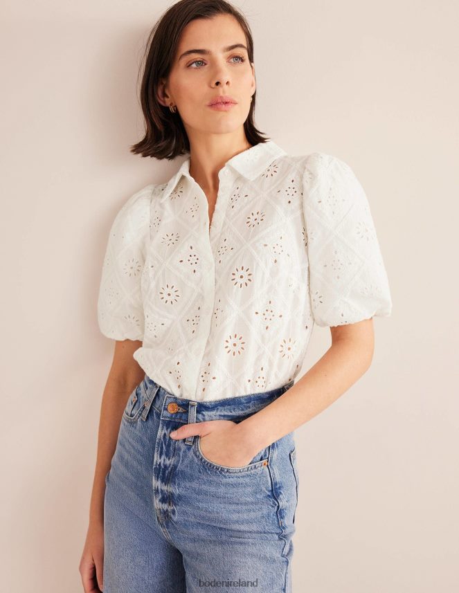 Ivory Clothing Broderie Puff Sleeve Shirt Boden Women L466L6591