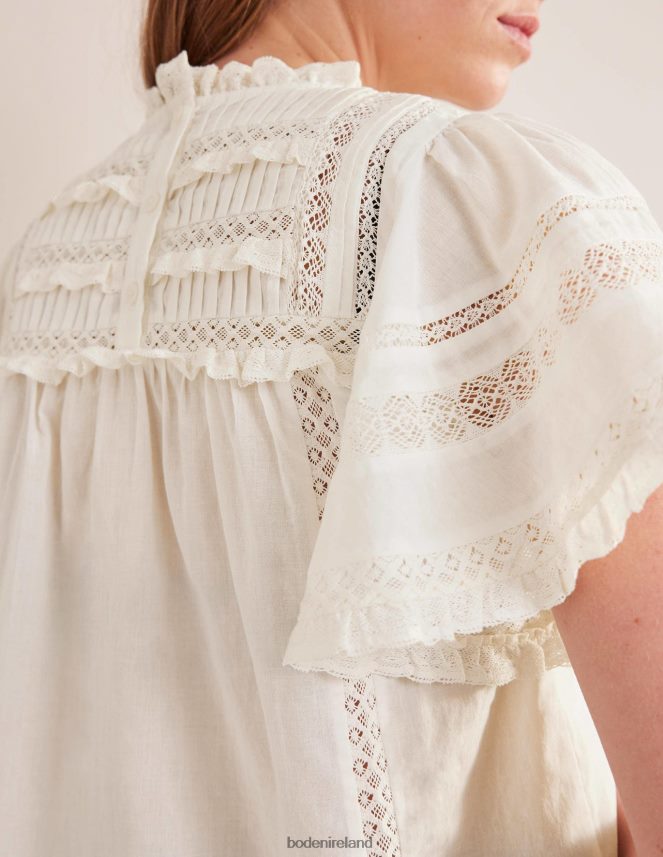 Ivory Clothing Flutter Sleeve Trim Detail Top Boden Women L466L61221