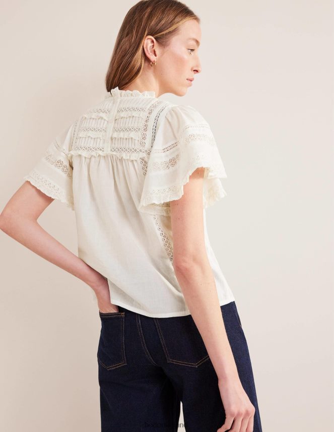 Ivory Clothing Flutter Sleeve Trim Detail Top Boden Women L466L61221
