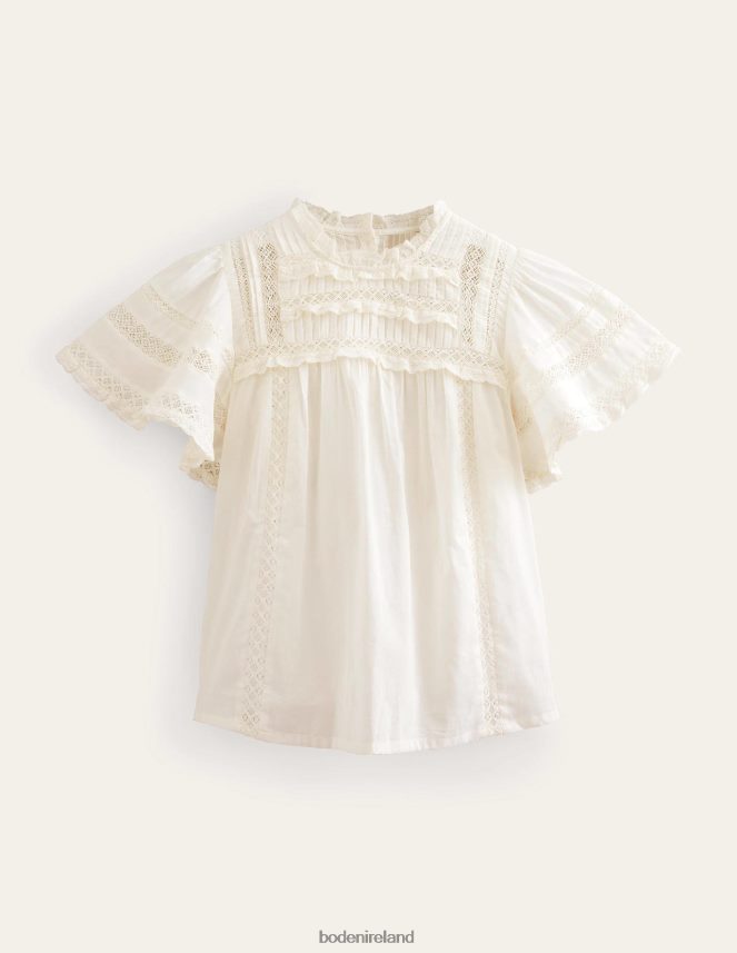Ivory Clothing Flutter Sleeve Trim Detail Top Boden Women L466L61221