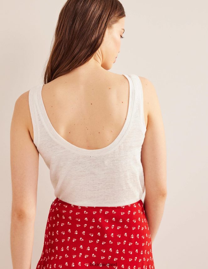 Ivory Clothing Scoop Neck Linen Tank Top Boden Women L466L61746