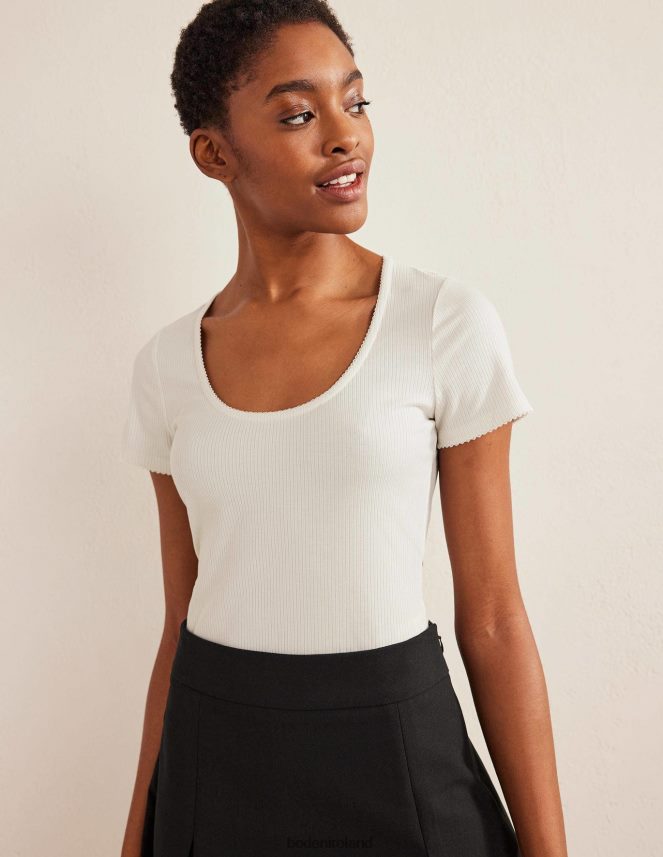 Ivory Clothing Scoop Neck Ribbed Top Boden Women L466L61367