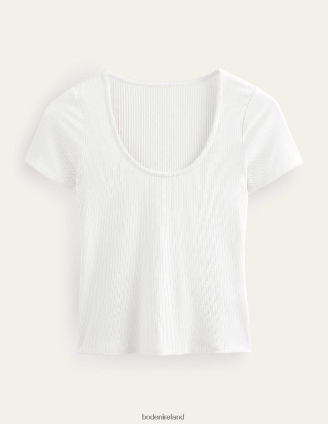 Ivory Clothing Scoop Neck Ribbed Top Boden Women L466L61367