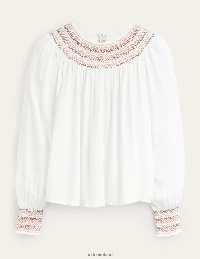 Ivory Clothing Smocked Crew Neck Top Boden Women L466L61406