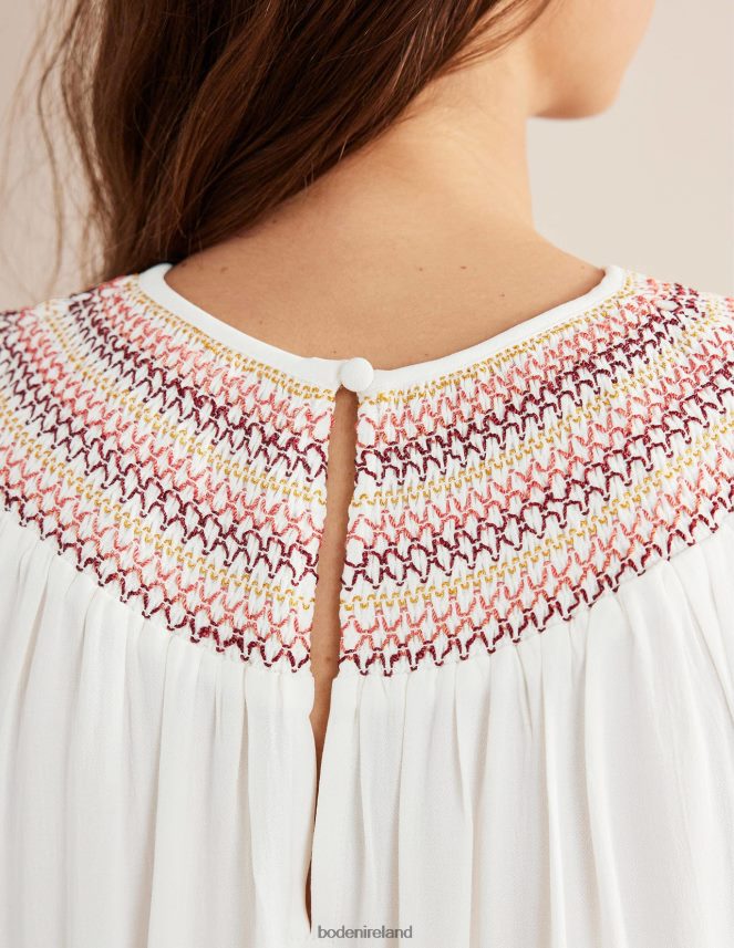Ivory Clothing Smocked Crew Neck Top Boden Women L466L61406