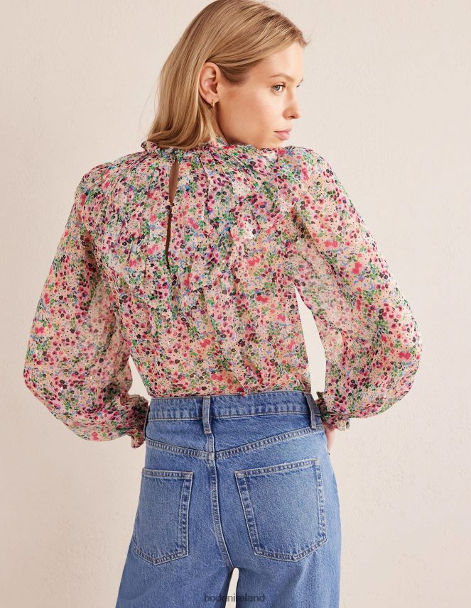 Ivory & Gardenia Petal Clothing V Yoke Flounce Top Boden Women L466L61659