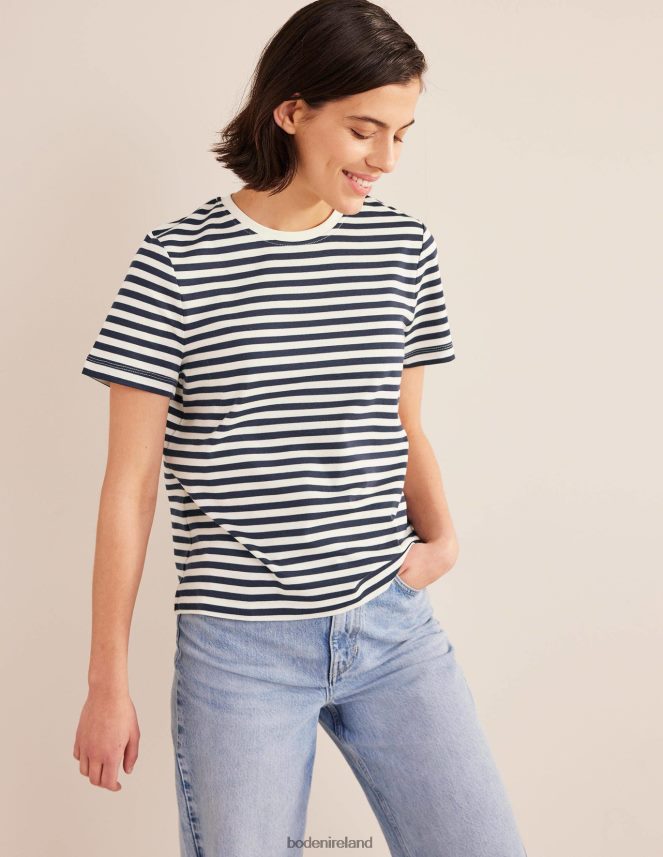Ivory/Navy Stripe Clothing Perfect Cotton T-shirt Boden Women L466L6120