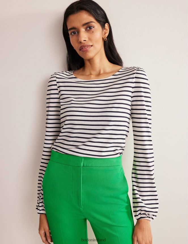 Ivory/Navy Stripe Clothing Supersoft Long Sleeve Top Boden Women L466L62278