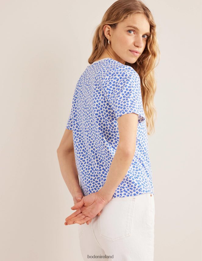 Ivory & Peony Stamp Clothing Printed Crew Neck T-Shirt Boden Women L466L61692