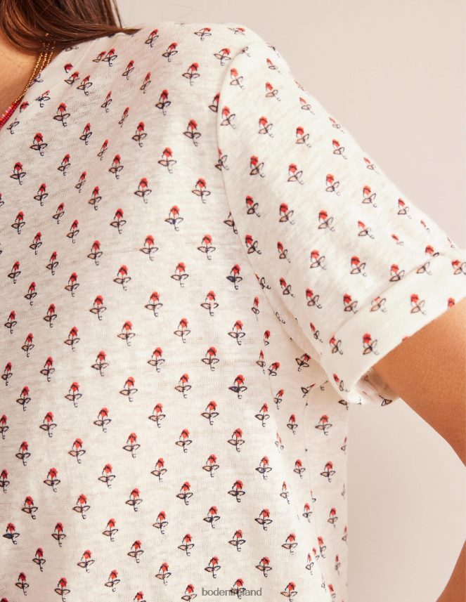 Ivory & Tulip Blush Clothing Printed Linen T-shirt Boden Women L466L61012