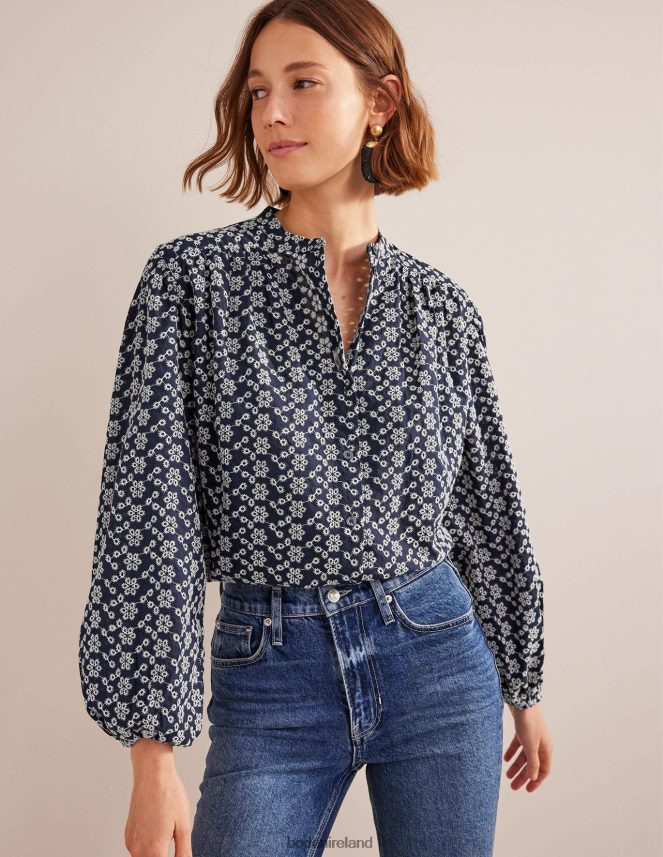Navy Broderie Clothing Oversized Broderie Shirt Boden Women L466L6590