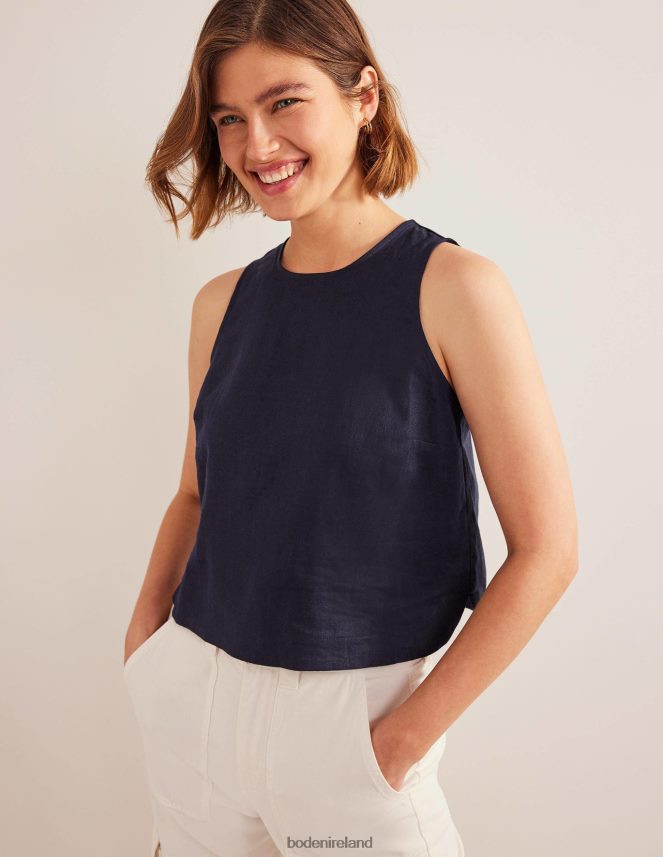 Navy Clothing Boxy Linen Shell Top Boden Women L466L62183
