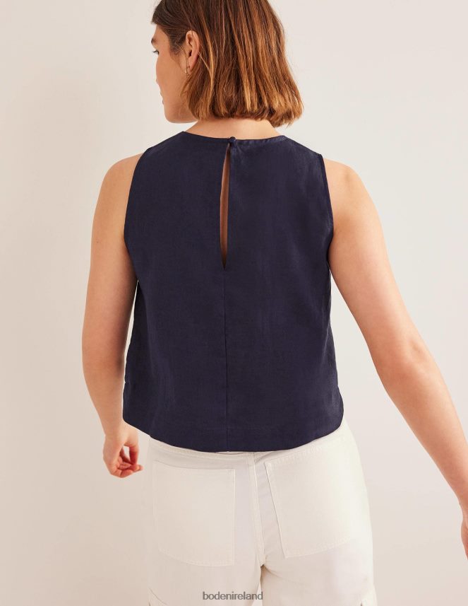 Navy Clothing Boxy Linen Shell Top Boden Women L466L62183