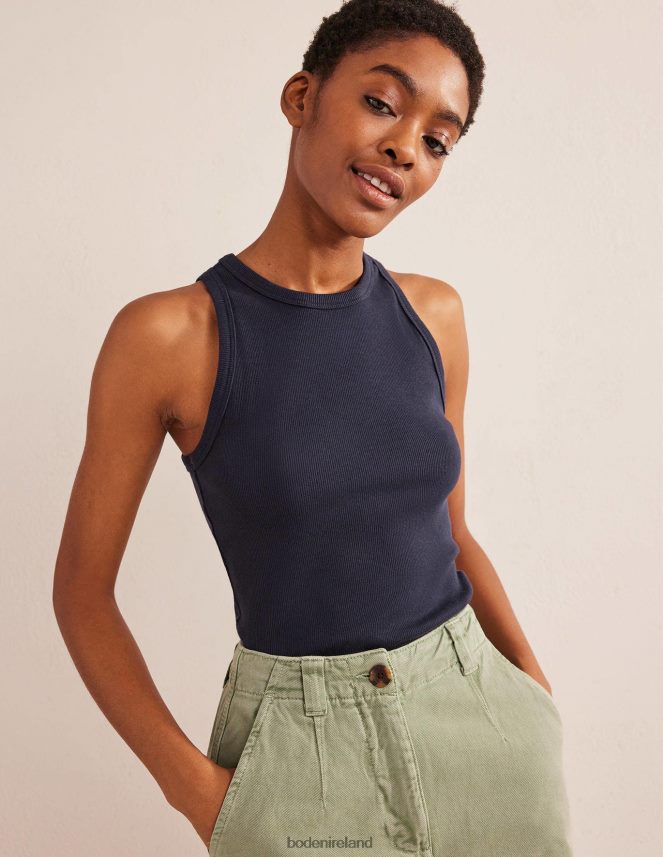 Navy Clothing Cotton Ribbed Vest Boden Women L466L6180