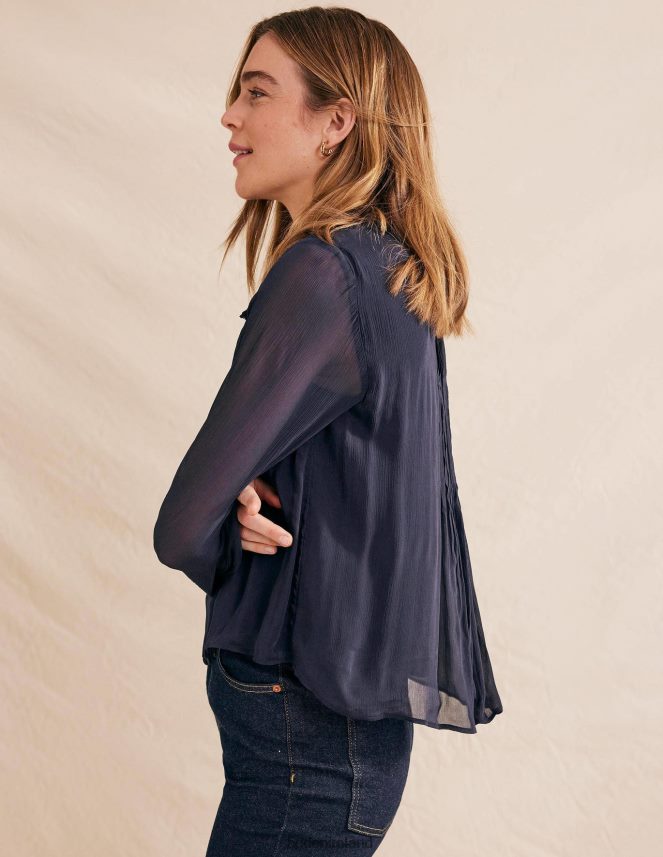 Navy Clothing Georgette Trim Top Boden Women L466L62184