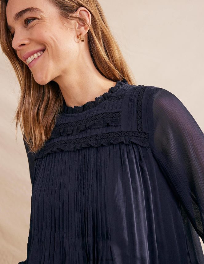 Navy Clothing Georgette Trim Top Boden Women L466L62184