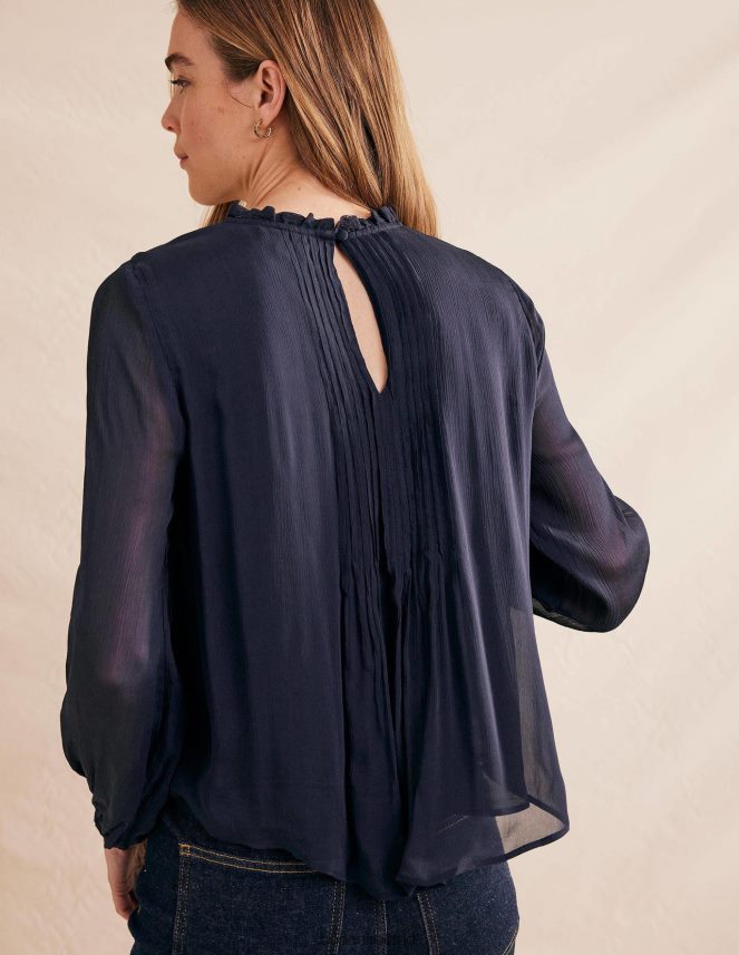 Navy Clothing Georgette Trim Top Boden Women L466L62184