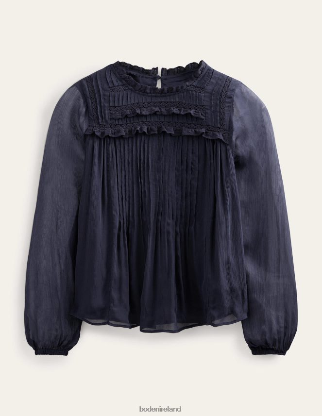 Navy Clothing Georgette Trim Top Boden Women L466L62184